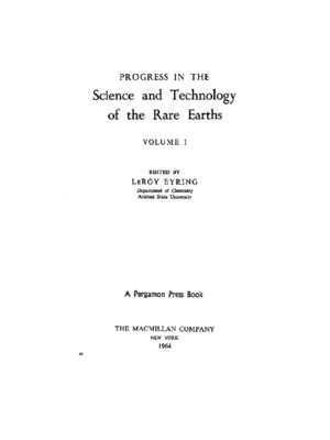 cover image of Progress in the Science and Technology of the Rare Earths